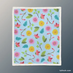 Yellow Pink Small Flowers Sherpa Fleece Blanket 1