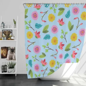 Yellow Pink Small Flowers Shower Curtain