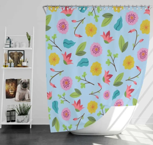 Yellow Pink Small Flowers Shower Curtain