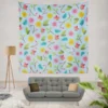 Yellow Pink Small Flowers Wall Tapestry