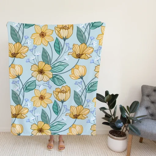 Yellow Sulfur Cosmos Flower Fleece Blanket