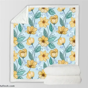 Yellow Sulfur Cosmos Flower Sherpa Fleece Blanket