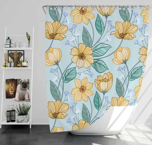 Yellow Sulfur Cosmos Flower Shower Curtain