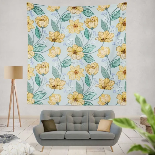 Yellow Sulfur Cosmos Flower Wall Tapestry