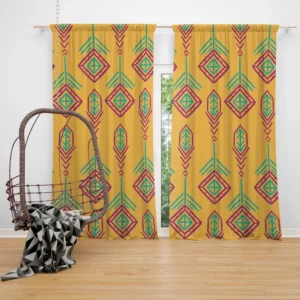 Yellow Traditional Songket Pattern Curtain