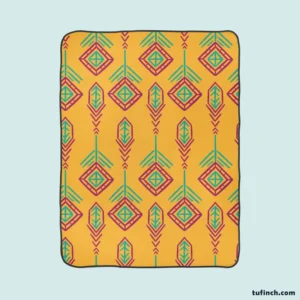 Yellow Traditional Songket Pattern Fleece Blanket 1