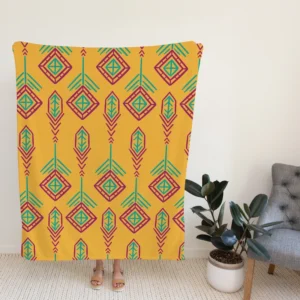 Yellow Traditional Songket Pattern Fleece Blanket