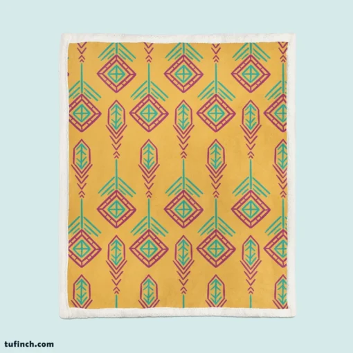 Yellow Traditional Songket Pattern Sherpa Fleece Blanket 1