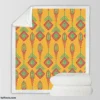 Yellow Traditional Songket Pattern Sherpa Fleece Blanket