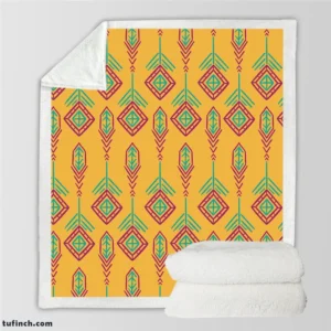 Yellow Traditional Songket Pattern Sherpa Fleece Blanket