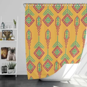 Yellow Traditional Songket Pattern Shower Curtain