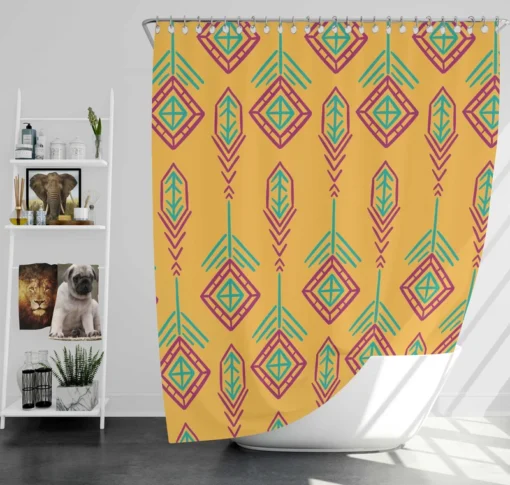 Yellow Traditional Songket Pattern Shower Curtain