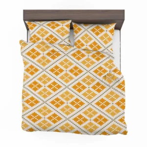 Yellow Vintage Cross Stitch Pattern Bedding Set 2