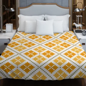 Yellow Vintage Cross Stitch Pattern Duvet Cover