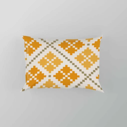 Yellow Vintage Cross Stitch Pattern Pillow Case