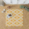 Yellow Vintage Cross Stitch Pattern Rug