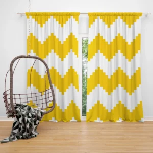 Yellow White Aztec Chevron Curtain