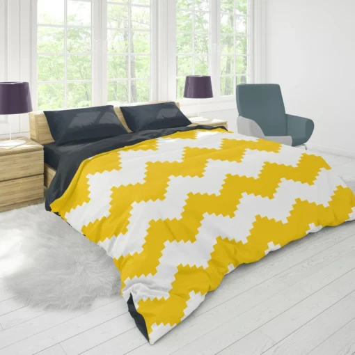 Yellow White Aztec Chevron Duvet Cover 1