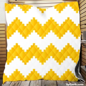 Yellow White Aztec Chevron Quilt Blanket