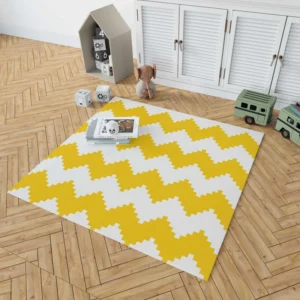 Yellow White Aztec Chevron Rug 1