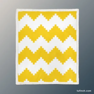 Yellow White Aztec Chevron Sherpa Fleece Blanket 1