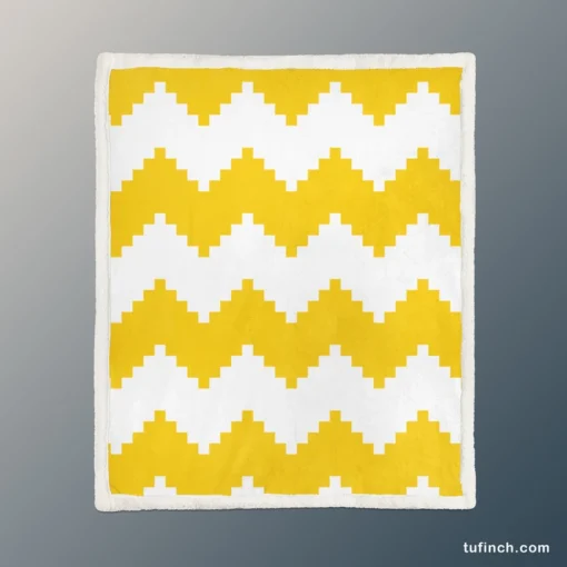 Yellow White Aztec Chevron Sherpa Fleece Blanket 1