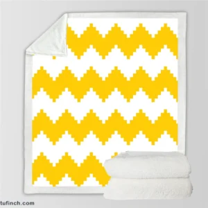 Yellow White Aztec Chevron Sherpa Fleece Blanket