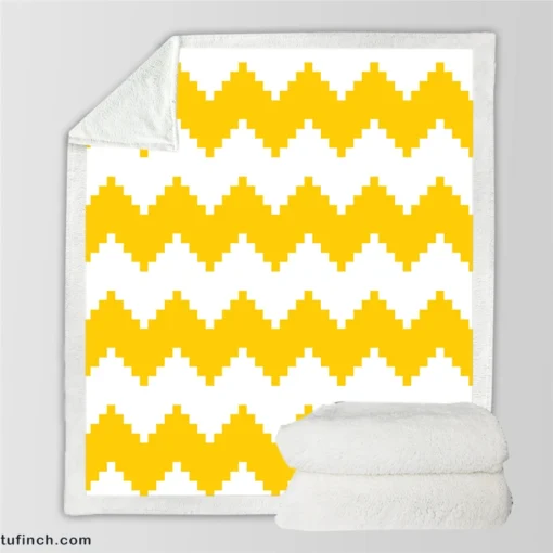 Yellow White Aztec Chevron Sherpa Fleece Blanket