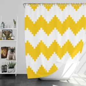 Yellow White Aztec Chevron Shower Curtain