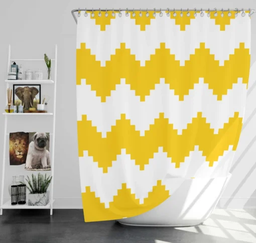 Yellow White Aztec Chevron Shower Curtain