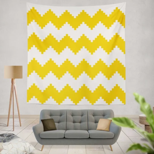 Yellow White Aztec Chevron Wall Tapestry