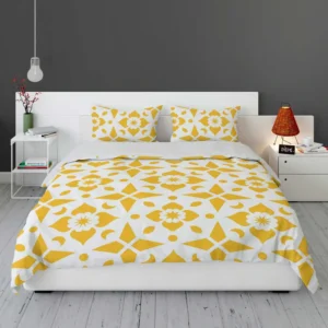 Yellow White Batik Ethnic Pattern Bedding Set 1