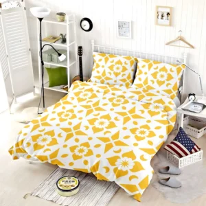 Yellow White Batik Ethnic Pattern Bedding Set