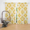 Yellow White Batik Ethnic Pattern Curtain