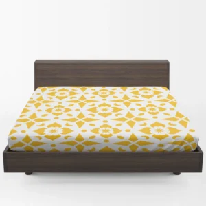 Yellow White Batik Ethnic Pattern Fitted Sheet 1