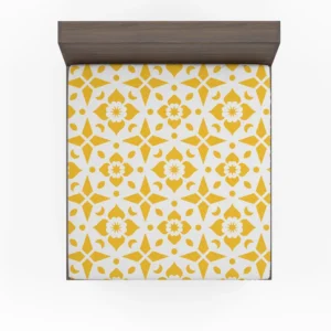 Yellow White Batik Ethnic Pattern Fitted Sheet