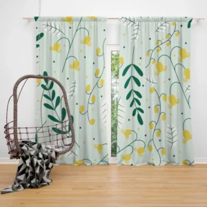 Yellow Wild Flowers Vine Style Curtain