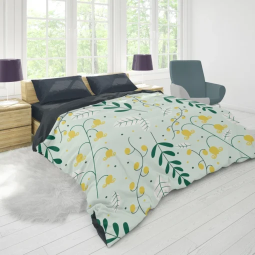 Yellow Wild Flowers Vine Style Duvet Cover 1