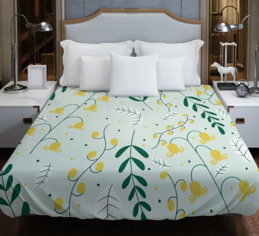 Yellow Wild Flowers Vine Style Duvet Cover