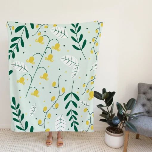 Yellow Wild Flowers Vine Style Fleece Blanket