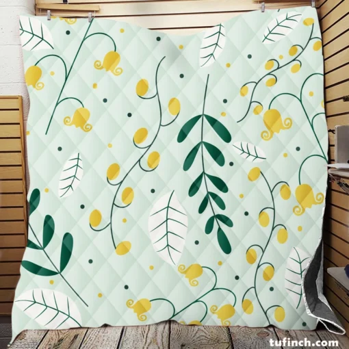 Yellow Wild Flowers Vine Style Quilt Blanket