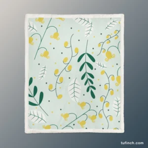 Yellow Wild Flowers Vine Style Sherpa Fleece Blanket 1