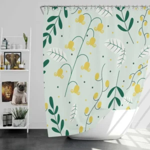 Yellow Wild Flowers Vine Style Shower Curtain