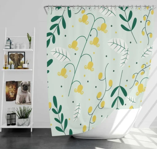 Yellow Wild Flowers Vine Style Shower Curtain