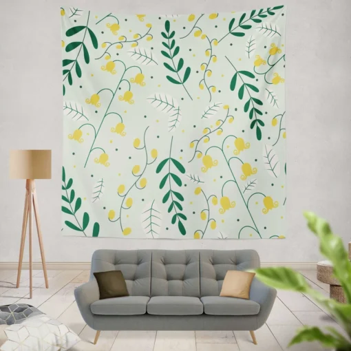 Yellow Wild Flowers Vine Style Wall Tapestry