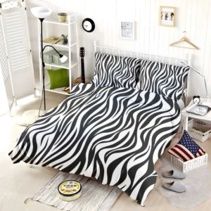 Zebra Skin Stripe Print Bedding Set