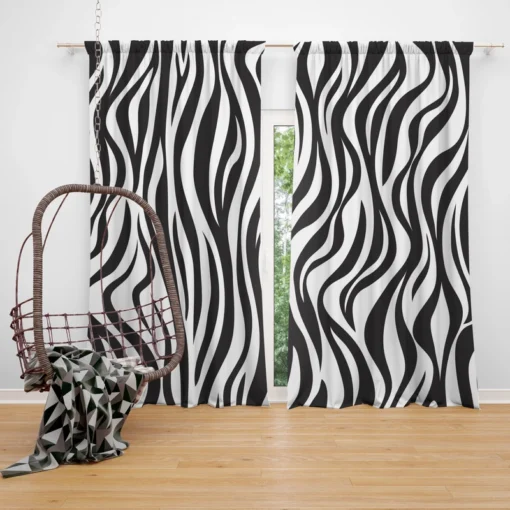 Zebra Skin Stripe Print Curtain