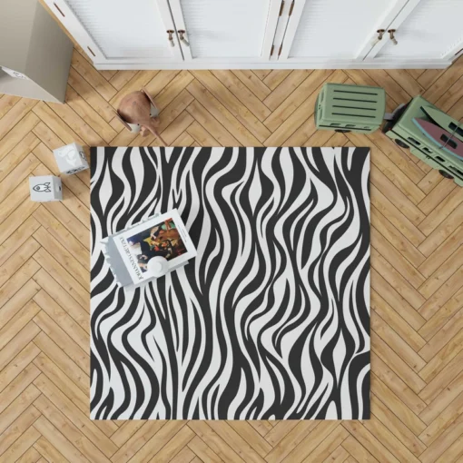 Zebra Skin Stripe Print Rug