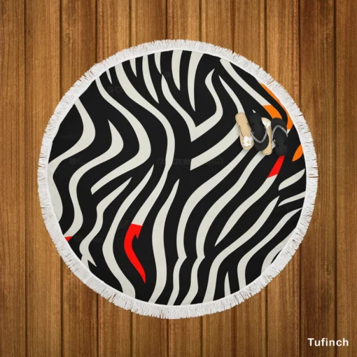 Zebra Stripes Pattern Round Beach Towel