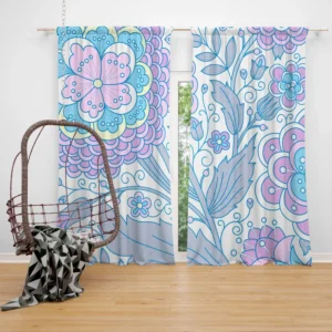 Zentangle Art Flowers Design Curtain